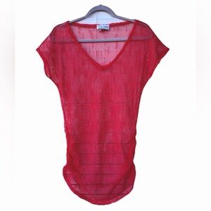 #7 Jordan Taylor Swimsuit Cover Up Tunic Dress M Coral Fisherman Net Pool Party